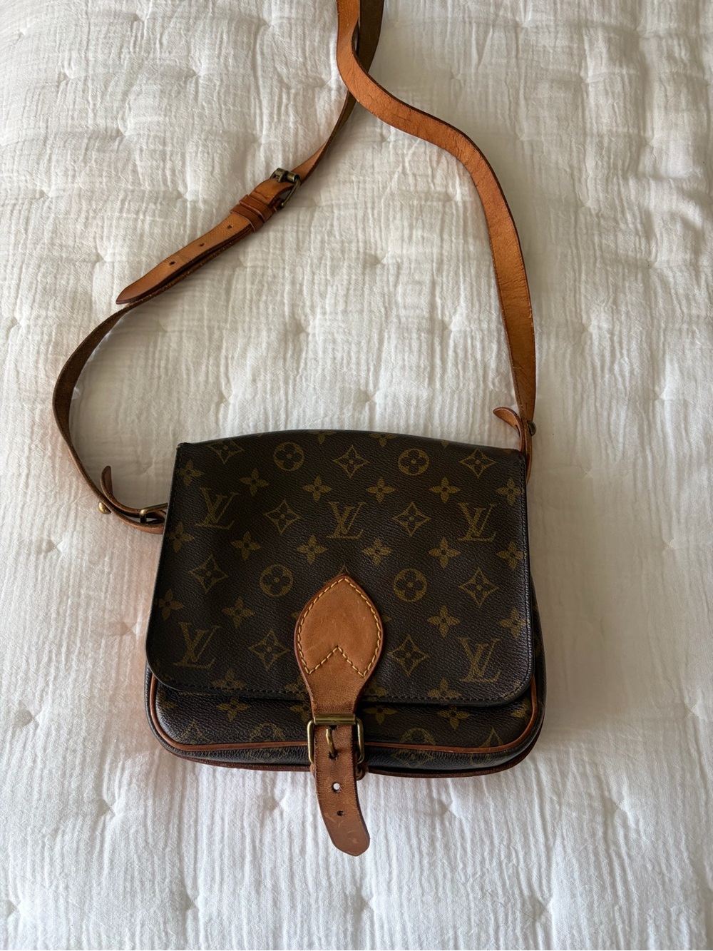 Louis Vuitton Monogram Canvas Messenger Bag in Dark Brown with Tan Trim